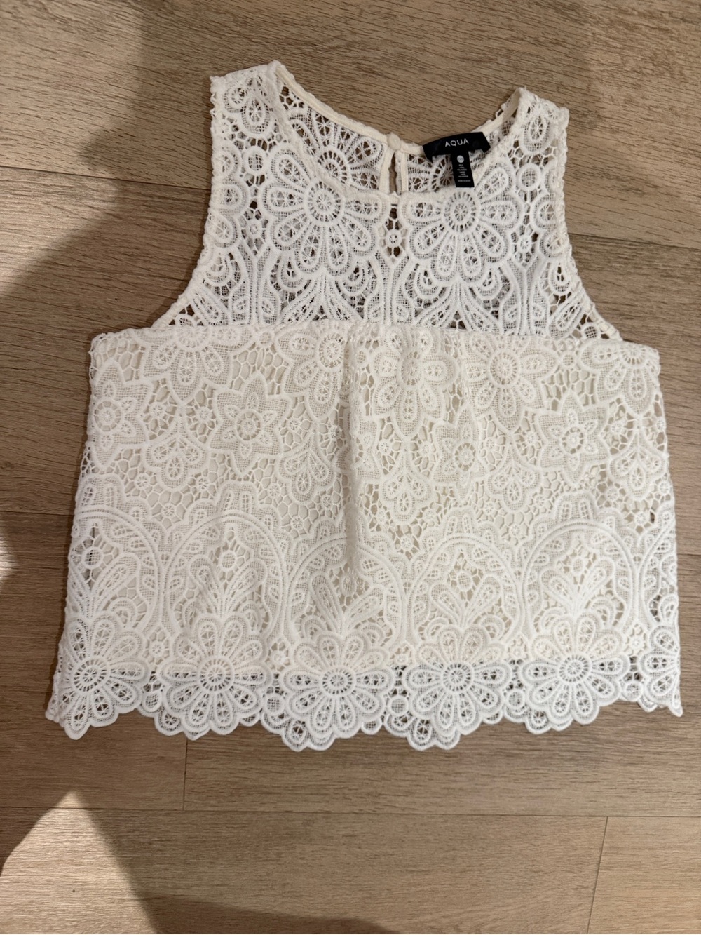 Aqua White Lace Sleeveless Crochet Top